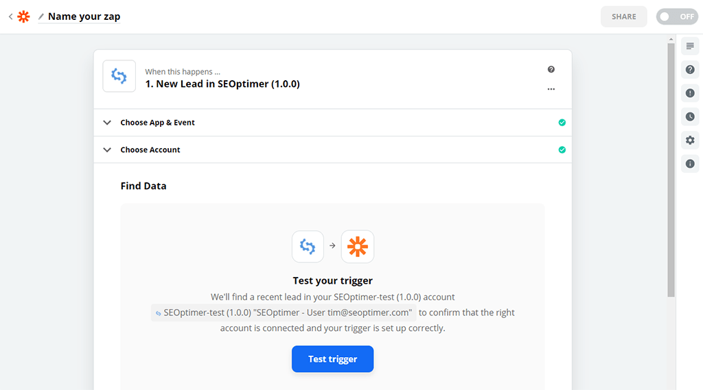 Zapier app passo 5